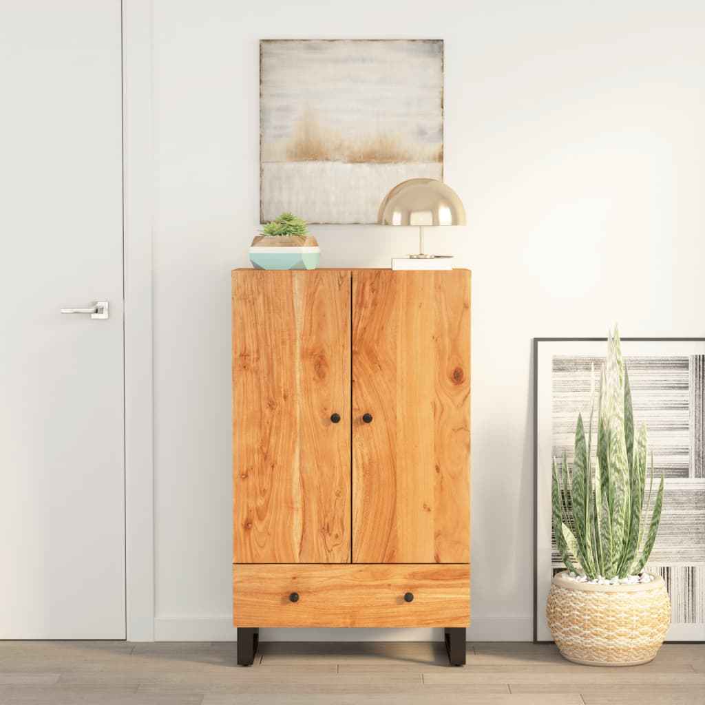 vidaXL Hoge kast met lade 60x33x100 cm massief mangohout en ijzer