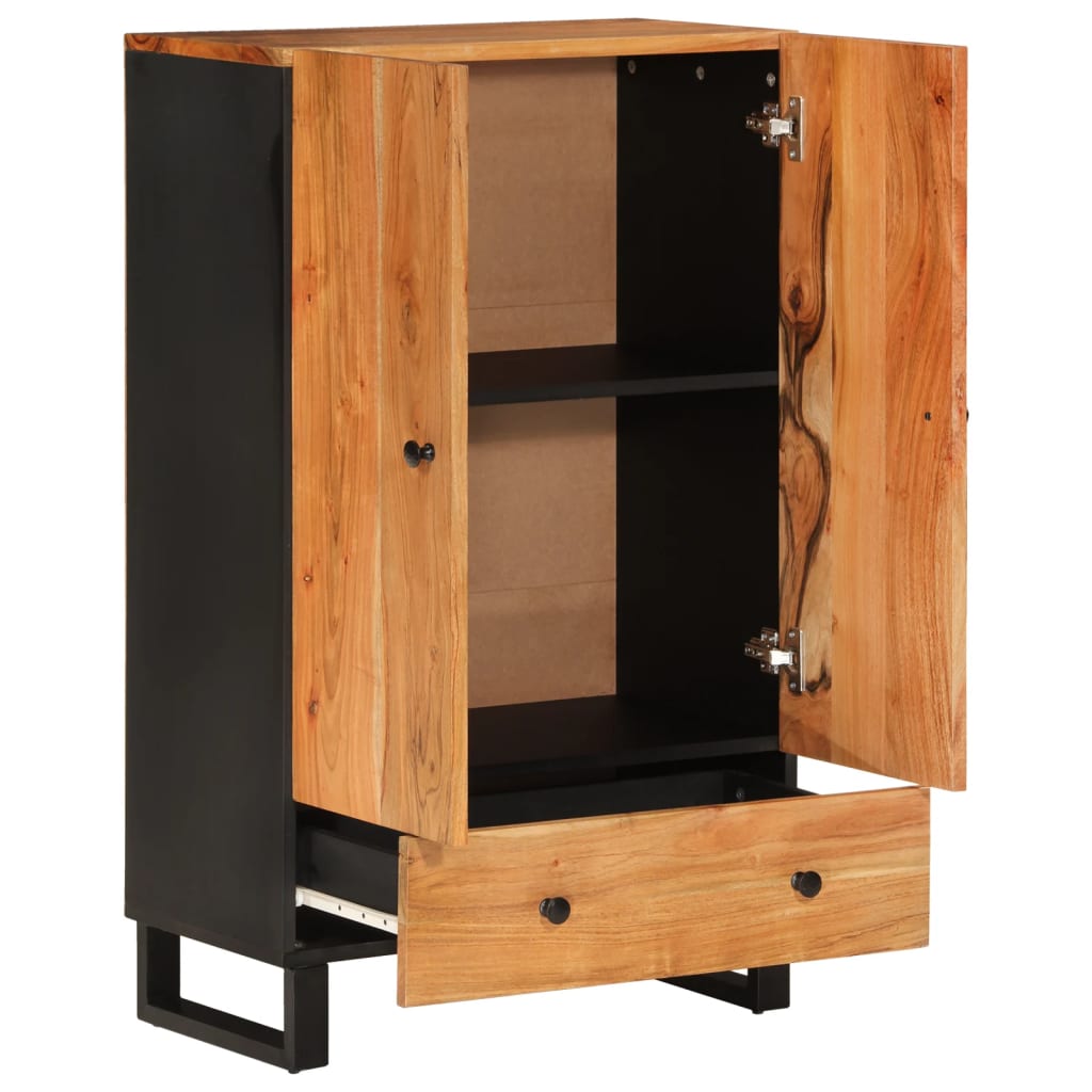 vidaXL Hoge kast met lade 60x33x100 cm massief mangohout en ijzer