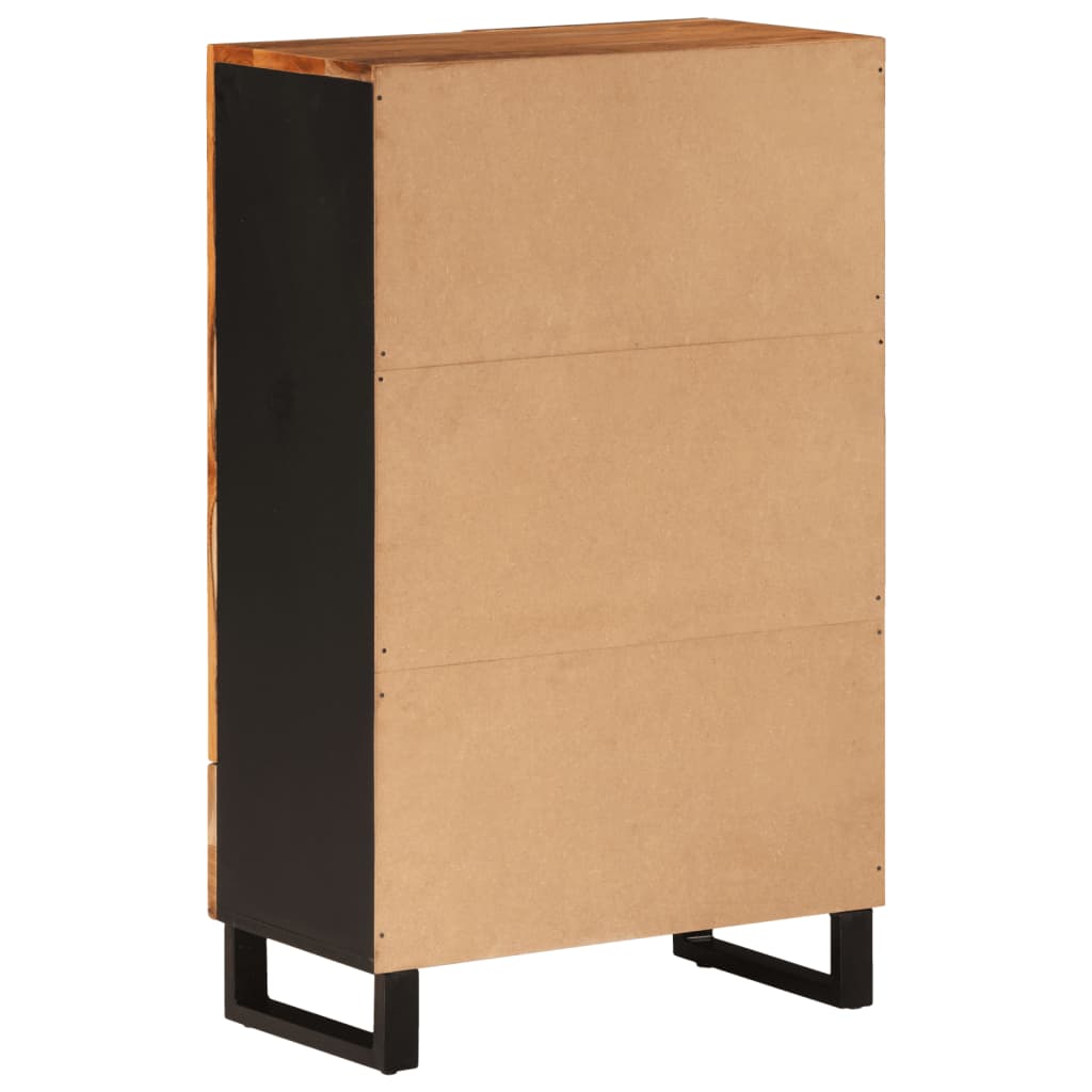 vidaXL Hoge kast met lade 60x33x100 cm massief mangohout en ijzer