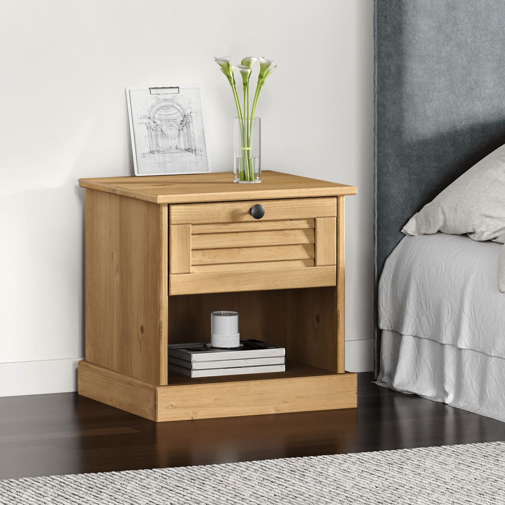 vidaXL VIGO Bedside Table 42x35x42 cm Solid Pinewood Grey