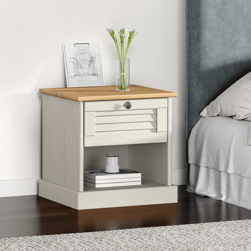 vidaXL VIGO Bedside Table 42x35x42 cm Solid Pinewood Grey