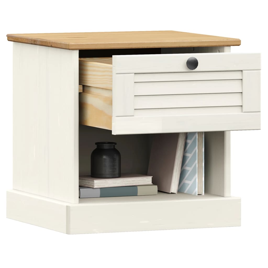 vidaXL VIGO Bedside Table 42x35x42 cm Solid Pinewood Grey