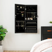 vidaXL Sieradenkast met spiegel en LED wandgemonteerd zwart