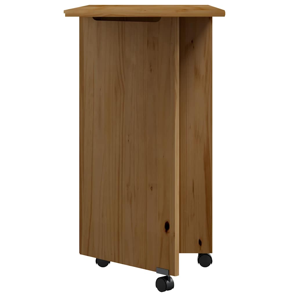 vidaXL Rolkast met bureau MOSS massief grenenhout zwart - Aashly