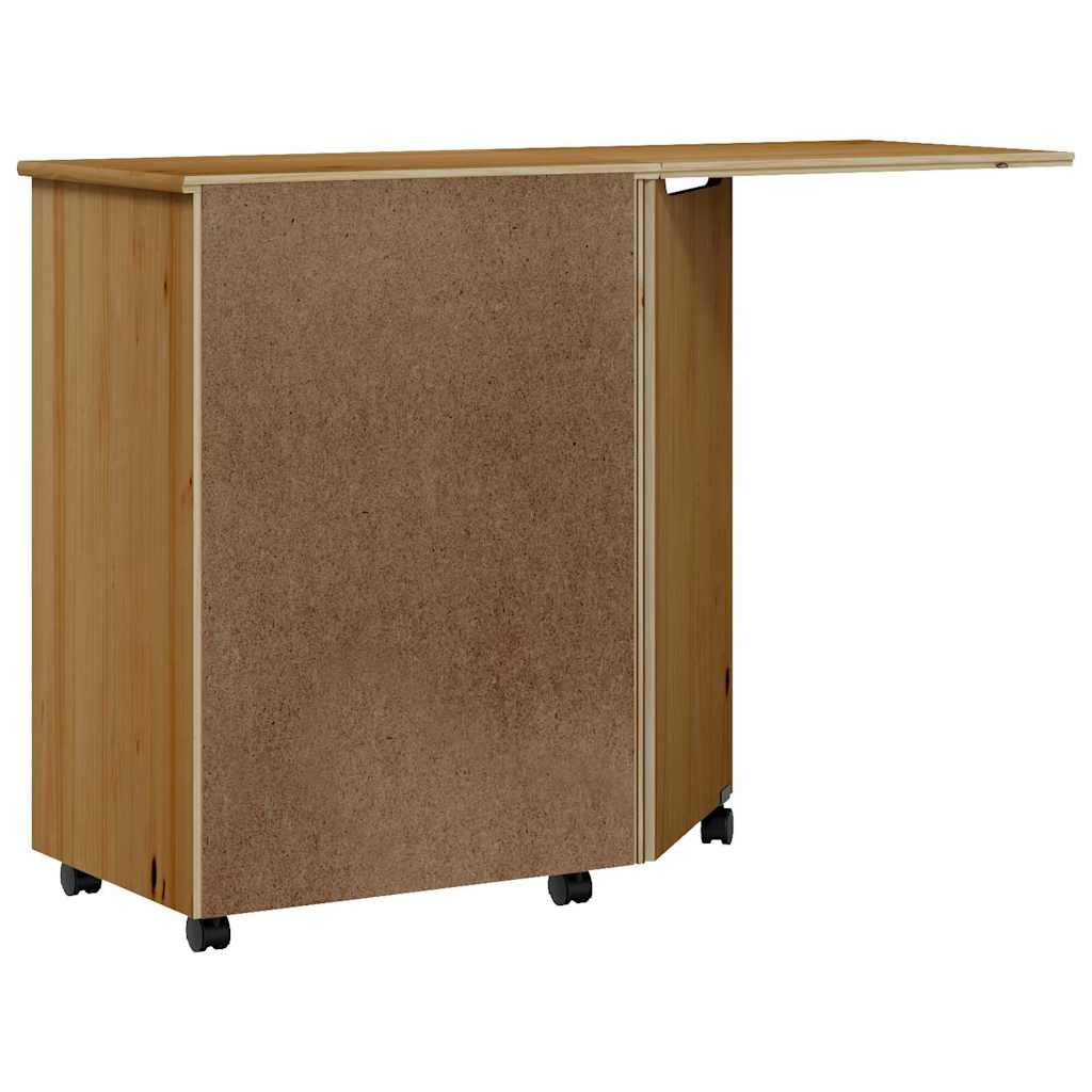 vidaXL Rolkast met bureau MOSS massief grenenhout zwart - Aashly