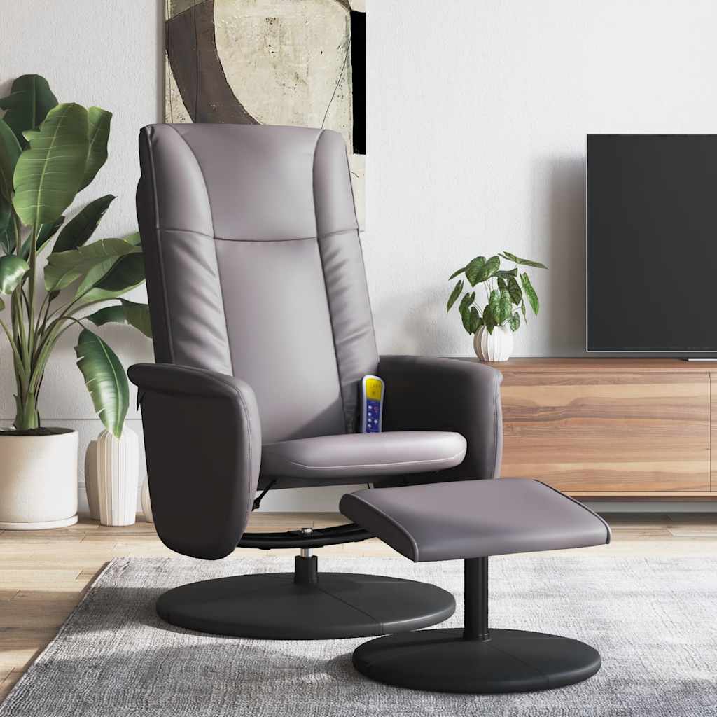 vidaXL Adjustable Massage Chair with Footstool Faux Leather Black