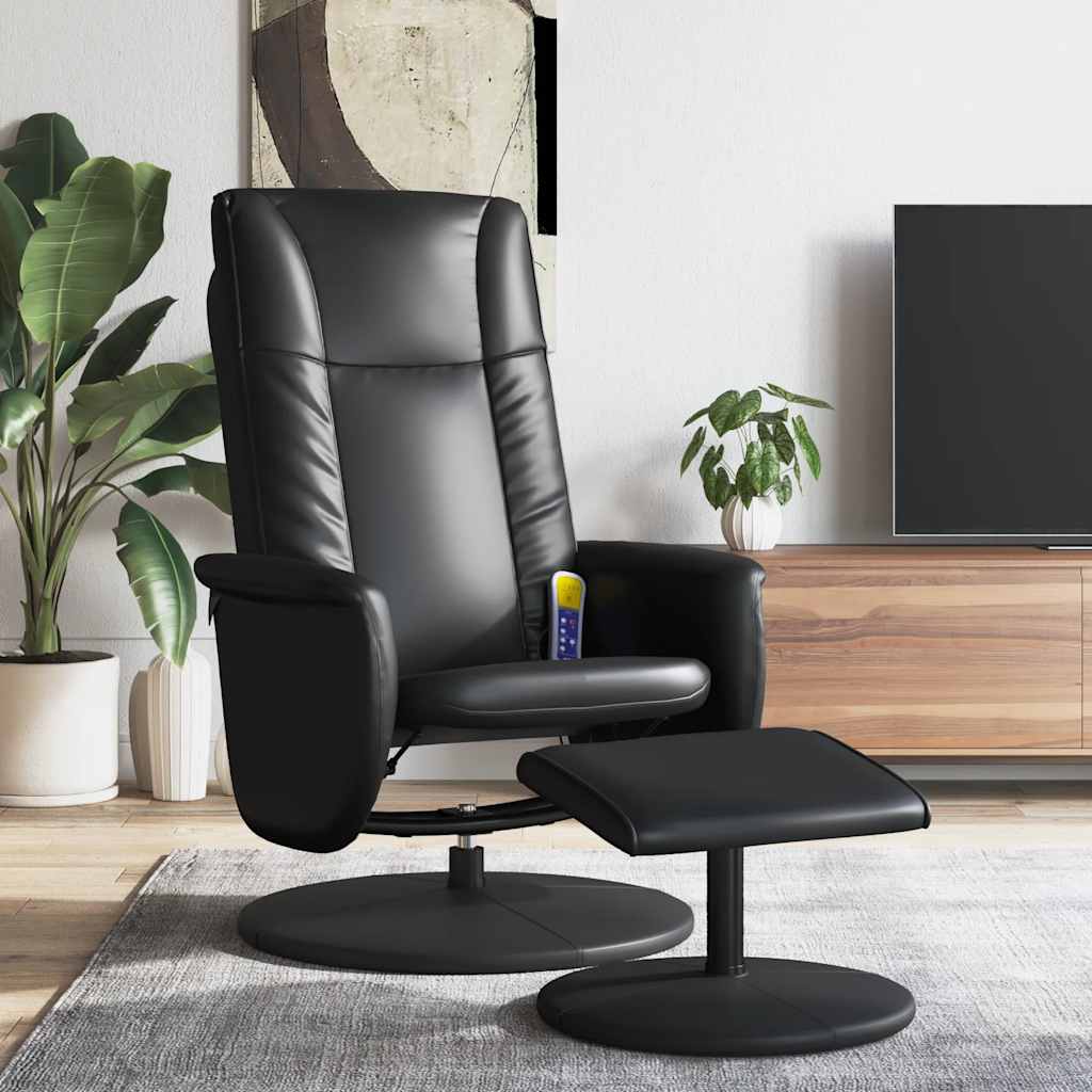 vidaXL Adjustable Massage Chair with Footstool Faux Leather Black