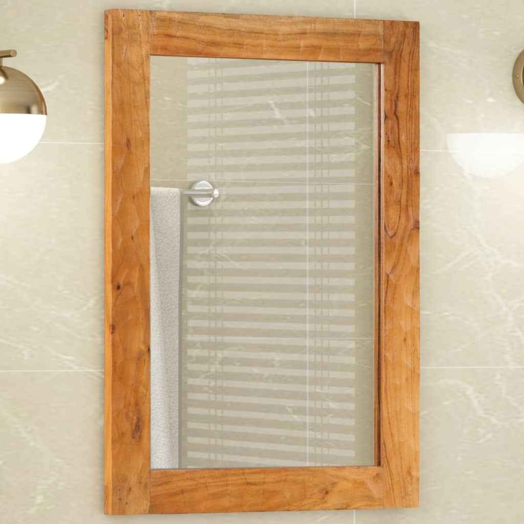 vidaXL Badkamerspiegel 50x70x2,5 cm massief mangohout en glas zwart