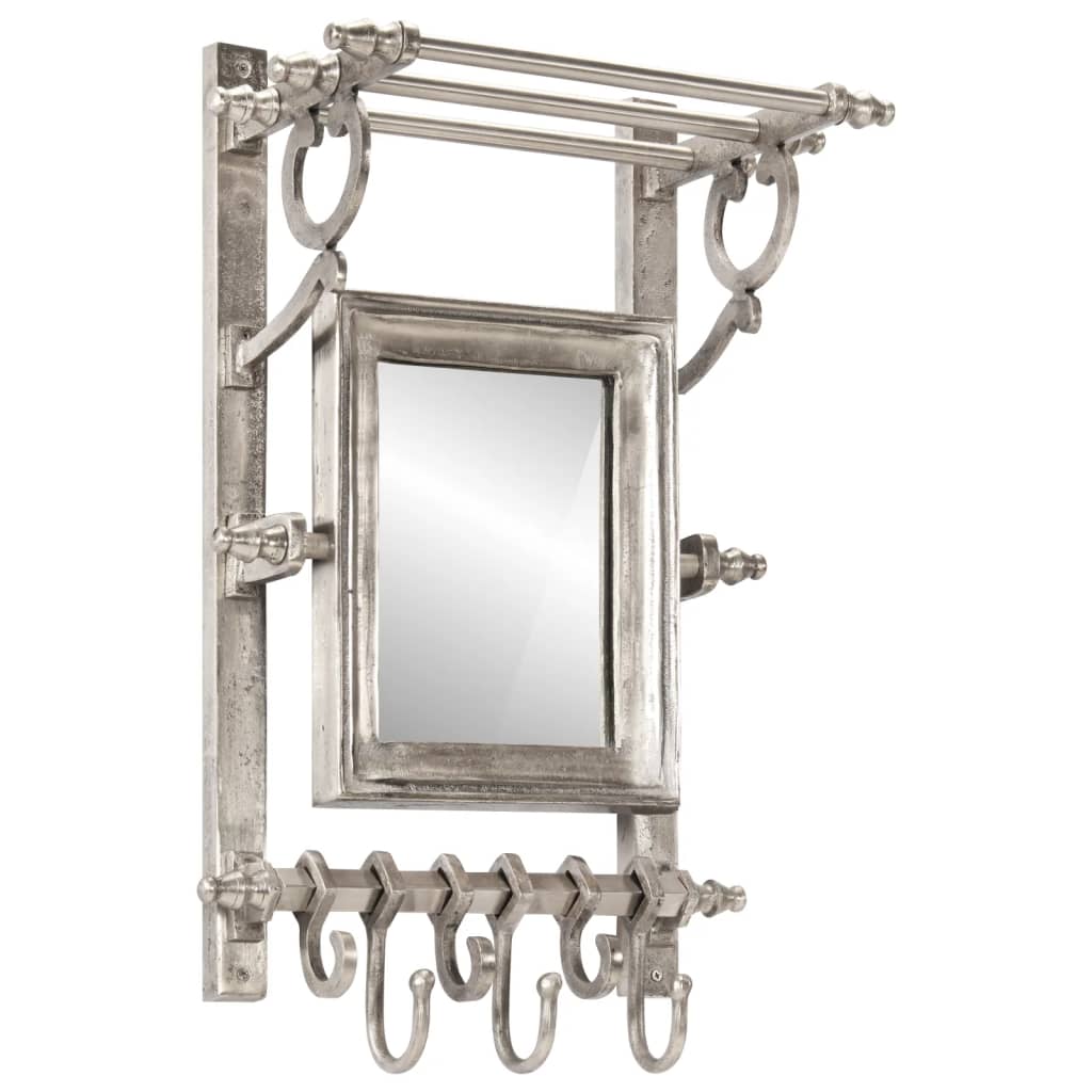 vidaXL Wall-Mounted Luggage Rack with Hangers Aluminum