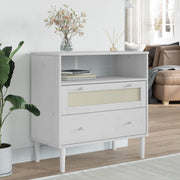 vidaXL Sideboard SENJA Rattan Look 80x40x80 cm Solid Pinewood White