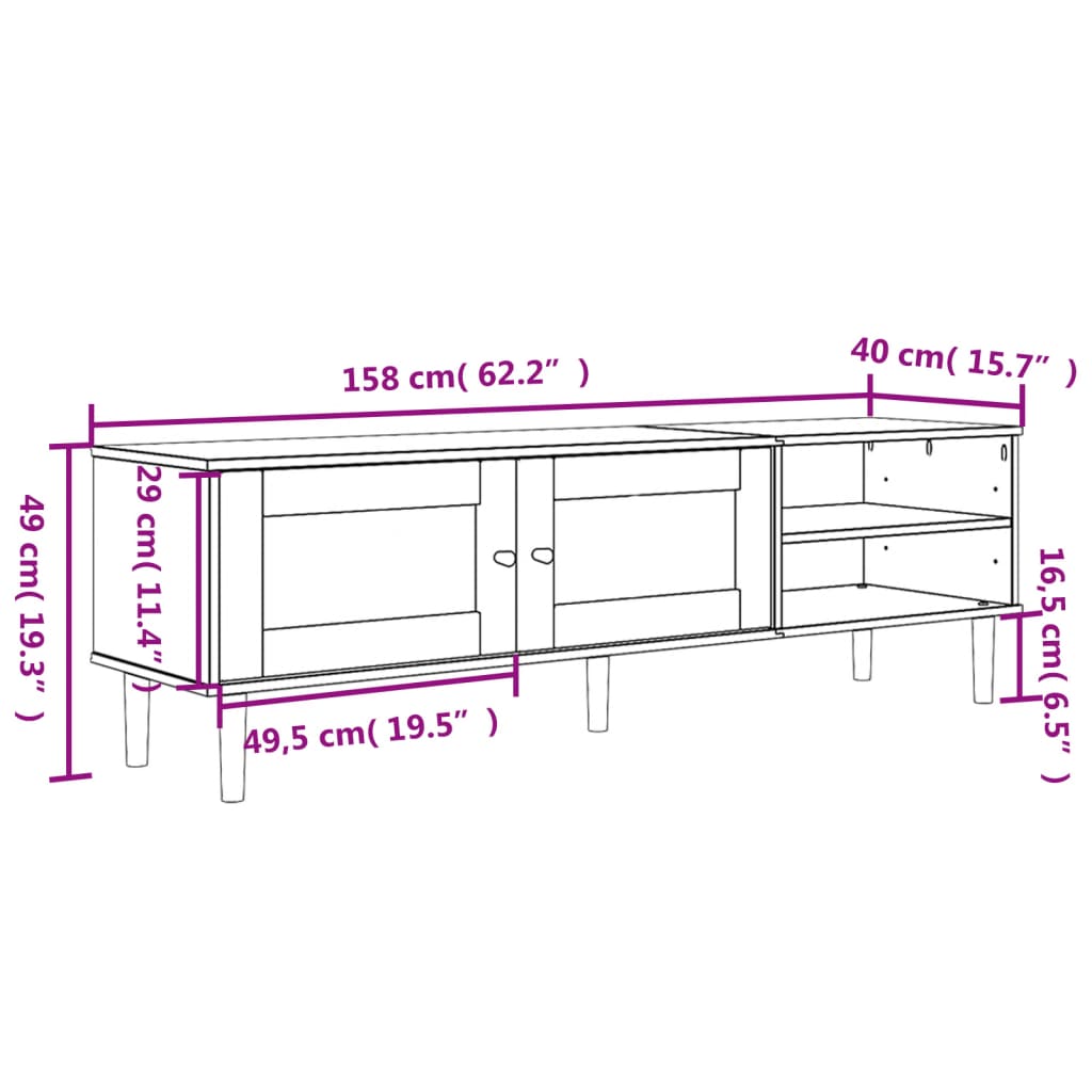 vidaXL TV Stand SENJA 158x40x49 cm Rattan-Look Pinewood Brown