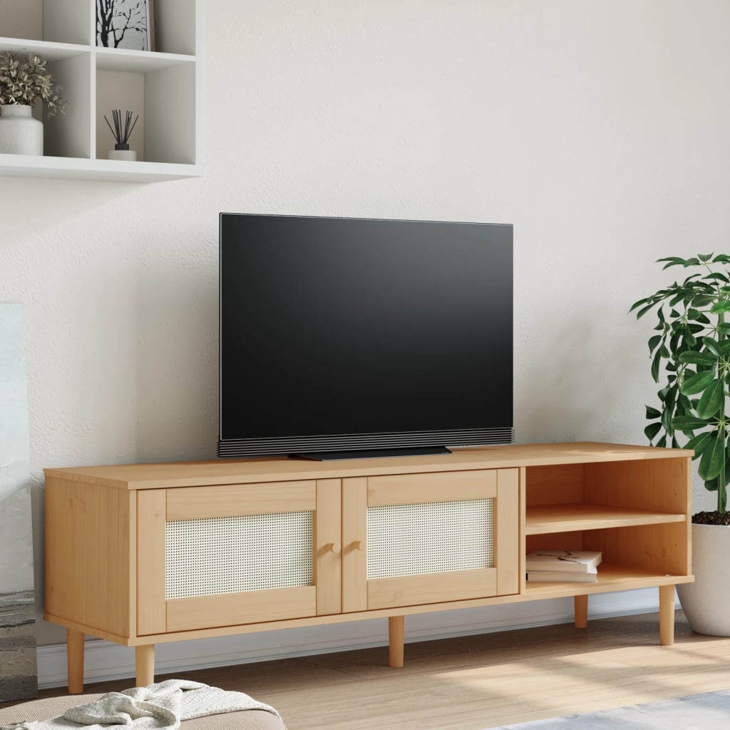 vidaXL TV Stand SENJA 158x40x49 cm Rattan-Look Pinewood Brown