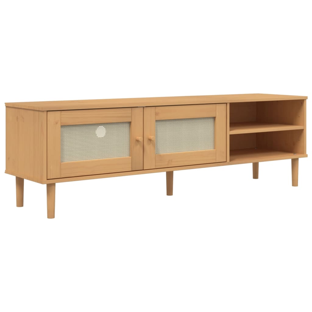 vidaXL TV Stand SENJA 158x40x49 cm Rattan-Look Pinewood Brown