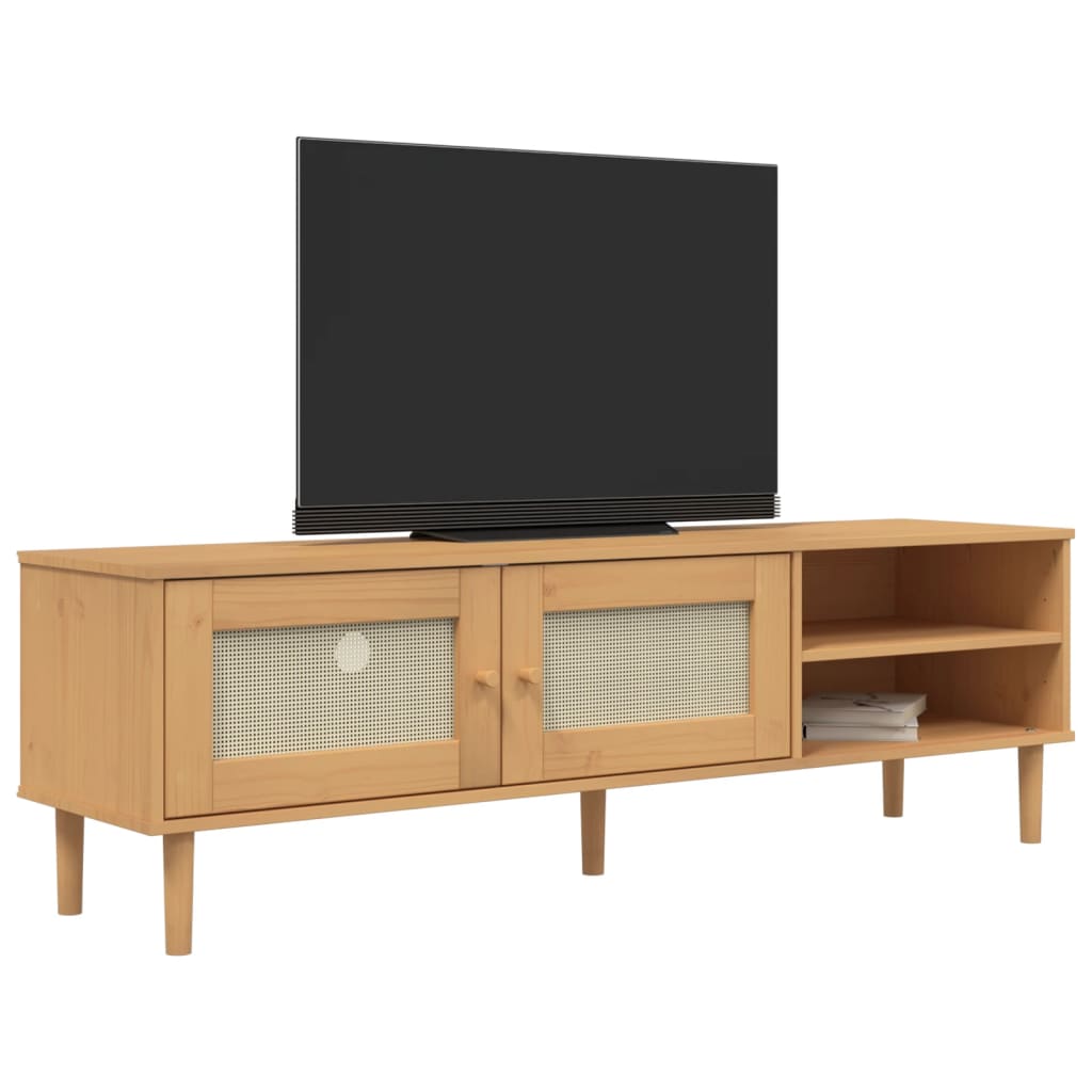 vidaXL TV Stand SENJA 158x40x49 cm Rattan-Look Pinewood Brown