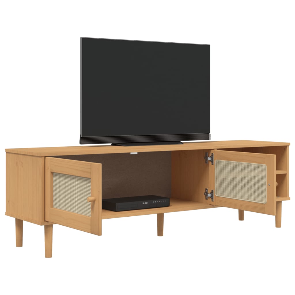 vidaXL TV Stand SENJA 158x40x49 cm Rattan-Look Pinewood Brown