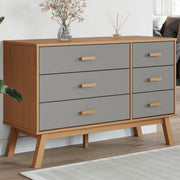 vidaXL Chest of Drawers OLDEN Solid Pinewood Grey and Brown
