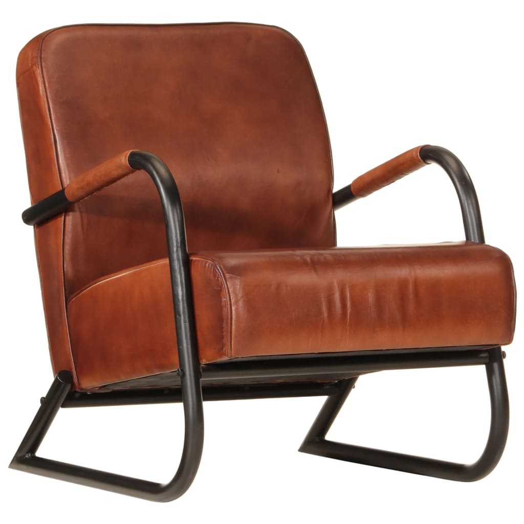 vidaXL Armchair genuine leather brown
