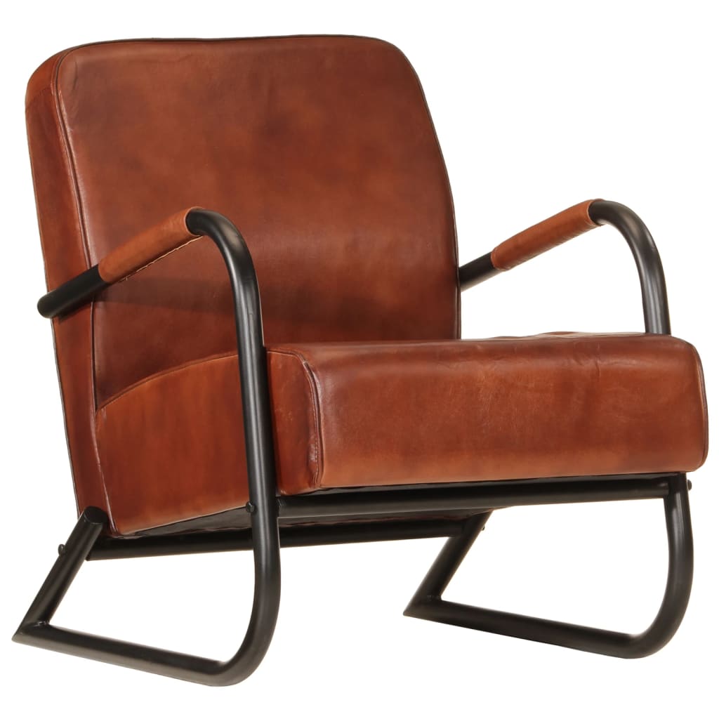 vidaXL Armchair genuine leather brown