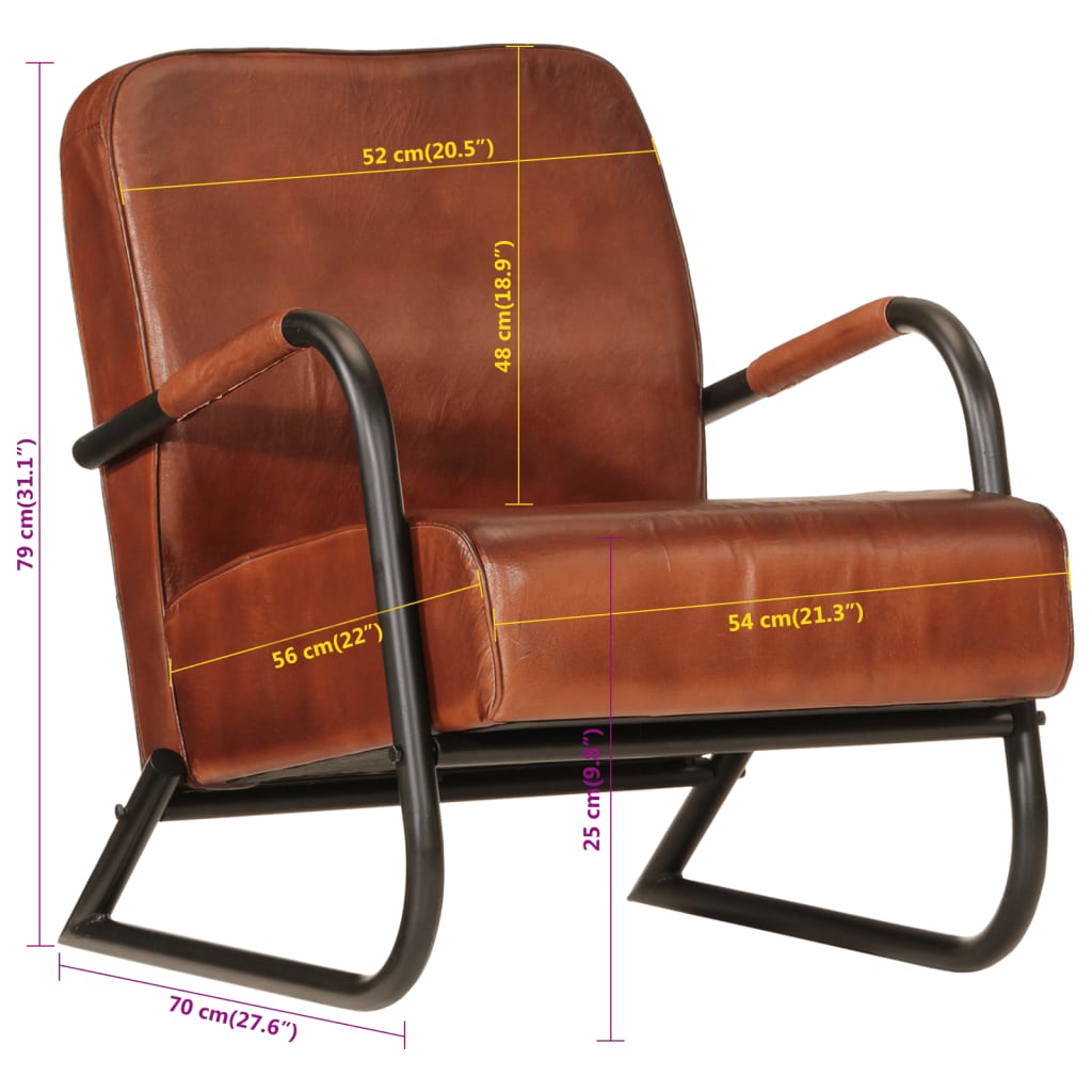 vidaXL Armchair genuine leather brown