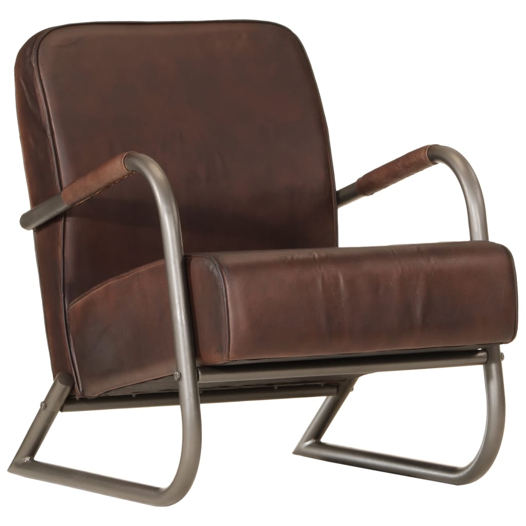 vidaXL Armchair genuine leather brown