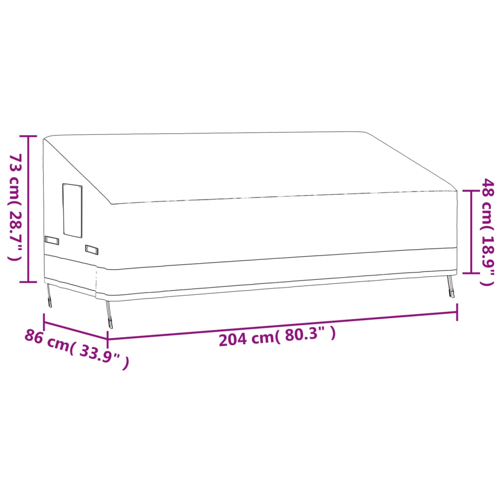 vidaXL Tuinhoes 3-zitsbank 600D 159x84x56/81 cm oxford beige