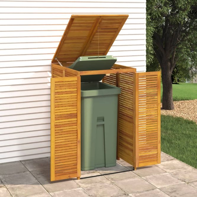 vidaXL Afvalbakberging drievoudig 210x89x117 cm massief acaciahout - Aashly
