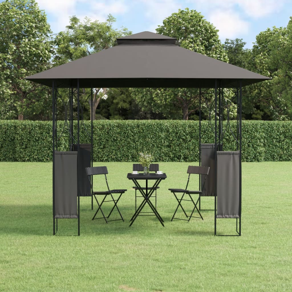 vidaXL Prieel met dak 300x300x270 cm staal antracietkleurig - Aashly