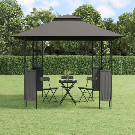 vidaXL Prieel met dak 300x300x270 cm staal antracietkleurig - Aashly