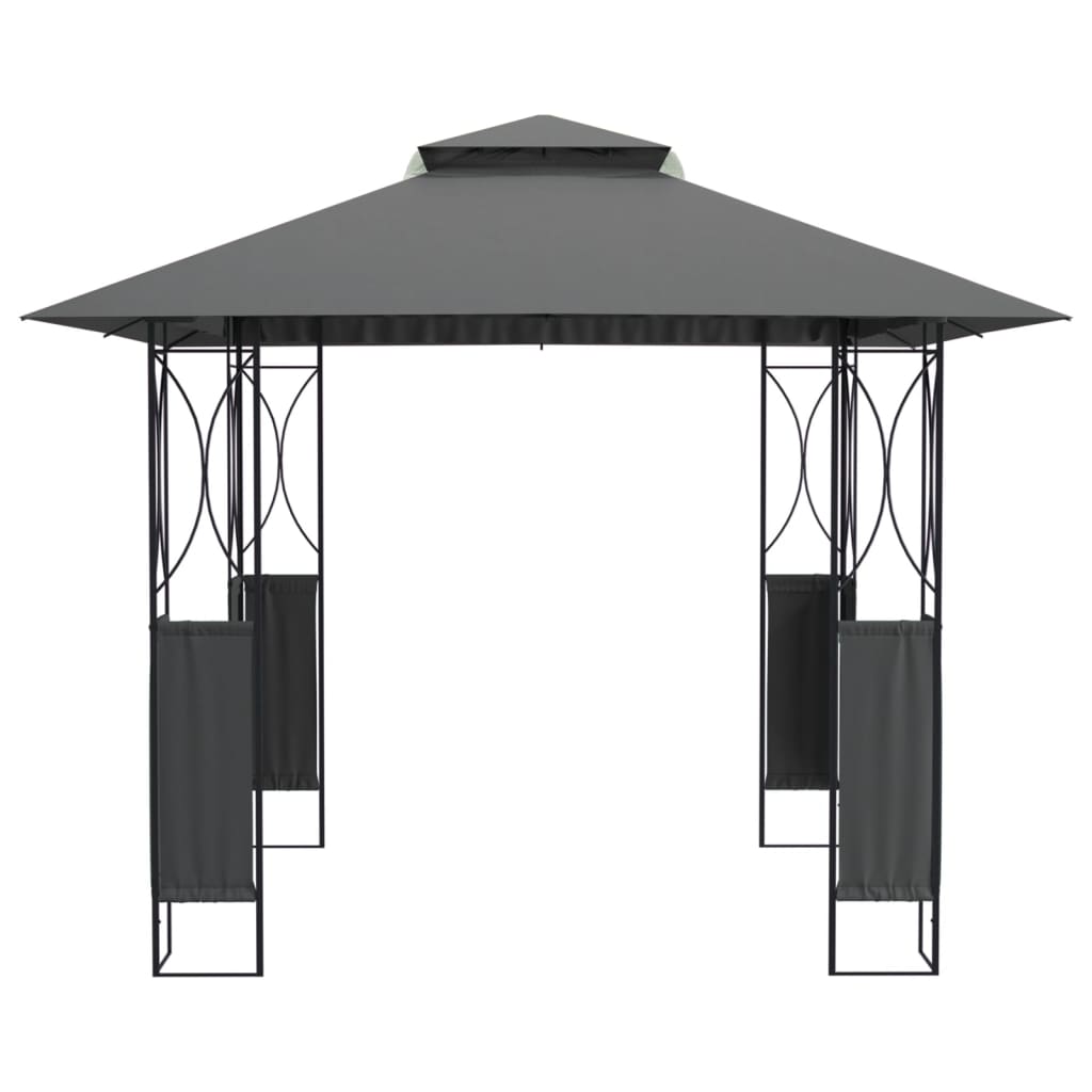 vidaXL Prieel met dak 300x300x270 cm staal antracietkleurig - Aashly