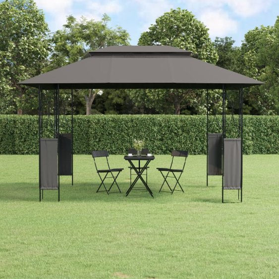 vidaXL Prieel met dak 300x300x270 cm staal antracietkleurig - Aashly