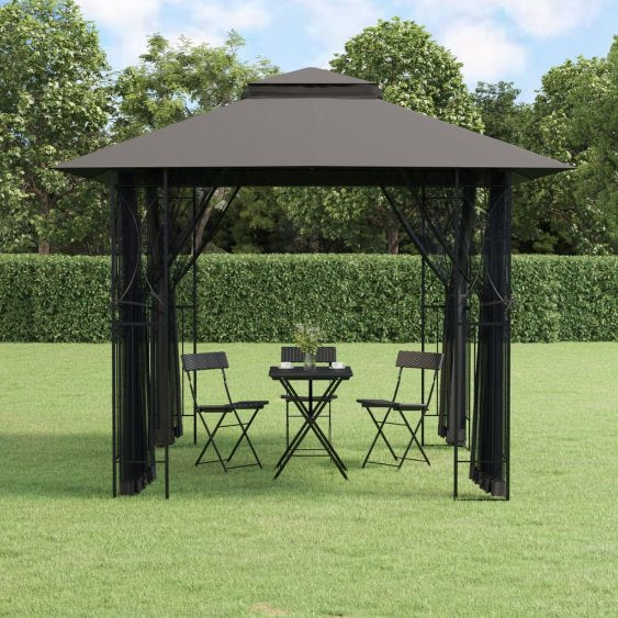 vidaXL Prieel met zijwanden 300x300x270 cm staal antracietkleurig - Aashly