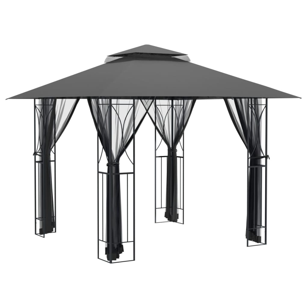 vidaXL Prieel met zijwanden 300x300x270 cm staal antracietkleurig - Aashly