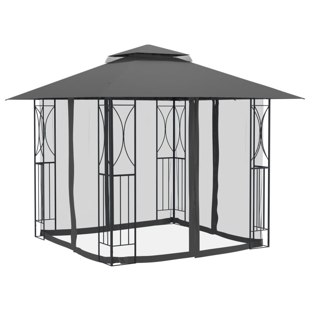 vidaXL Prieel met zijwanden 300x300x270 cm staal antracietkleurig - Aashly