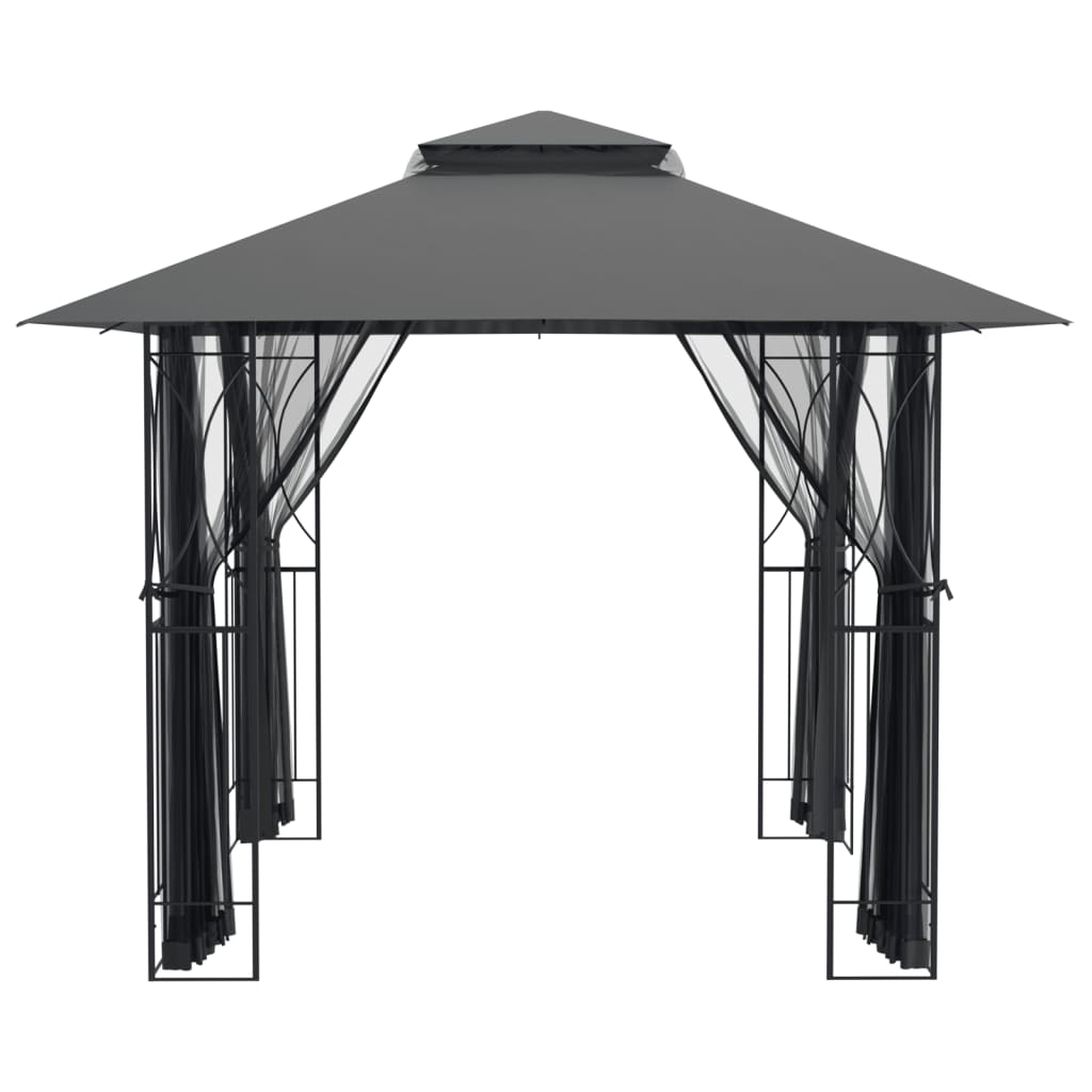 vidaXL Prieel met zijwanden 300x300x270 cm staal antracietkleurig - Aashly