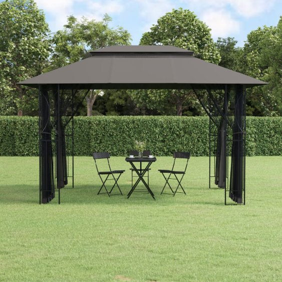 vidaXL Prieel met zijwanden 300x300x270 cm staal antracietkleurig - Aashly