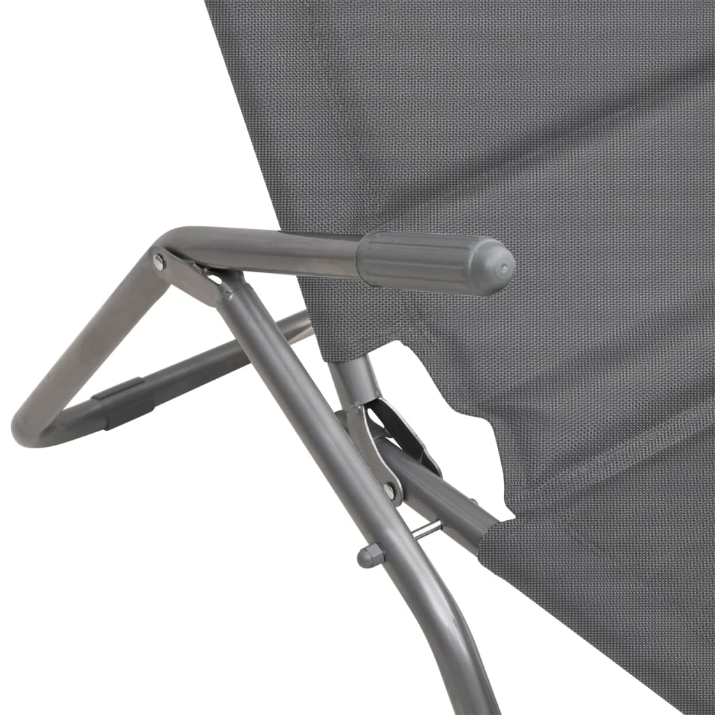 vidaXL Ligbedden 2 st inklapbaar textileen en gepoedercoat staal taupe