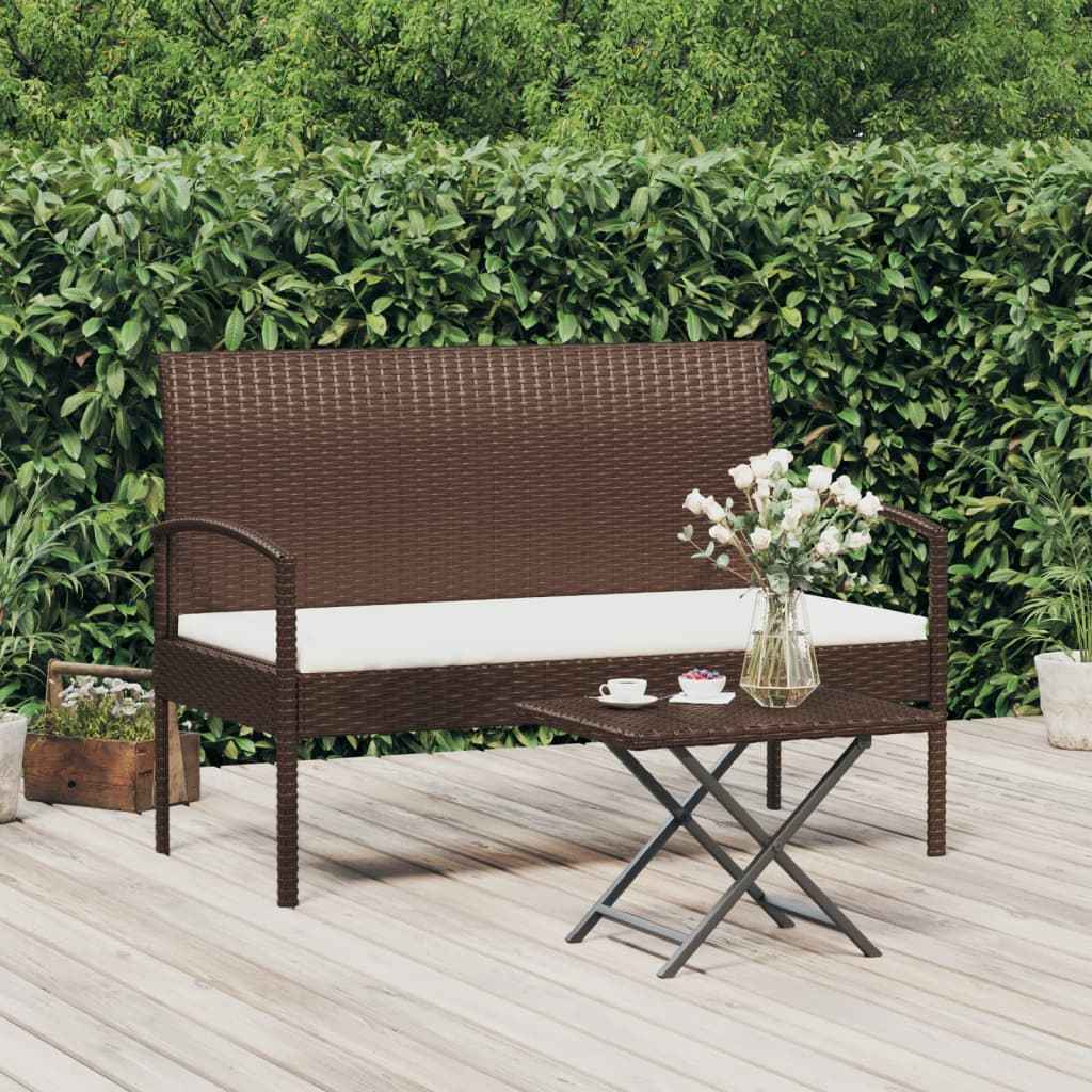 vidaXL Tuinbank met kussen 105 cm poly rattan grijs