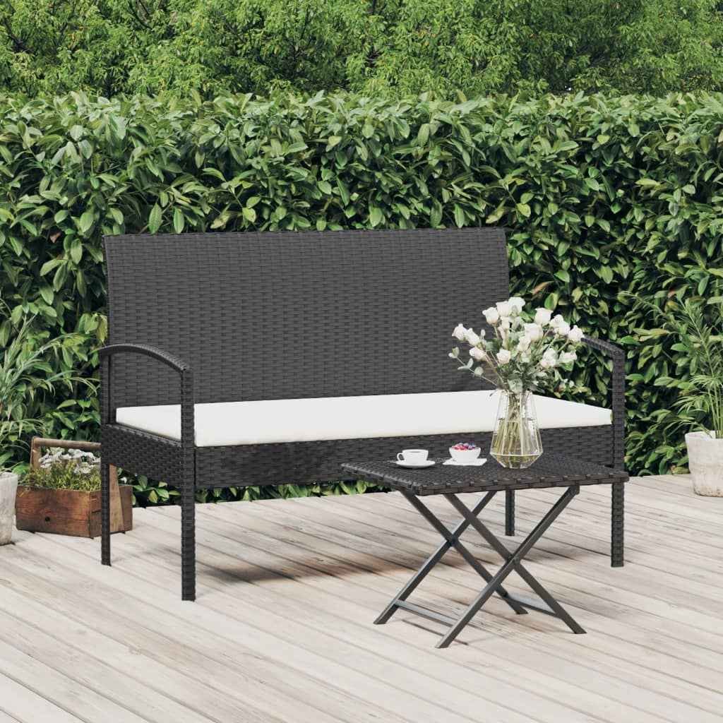vidaXL Tuinbank met kussen 105 cm poly rattan grijs