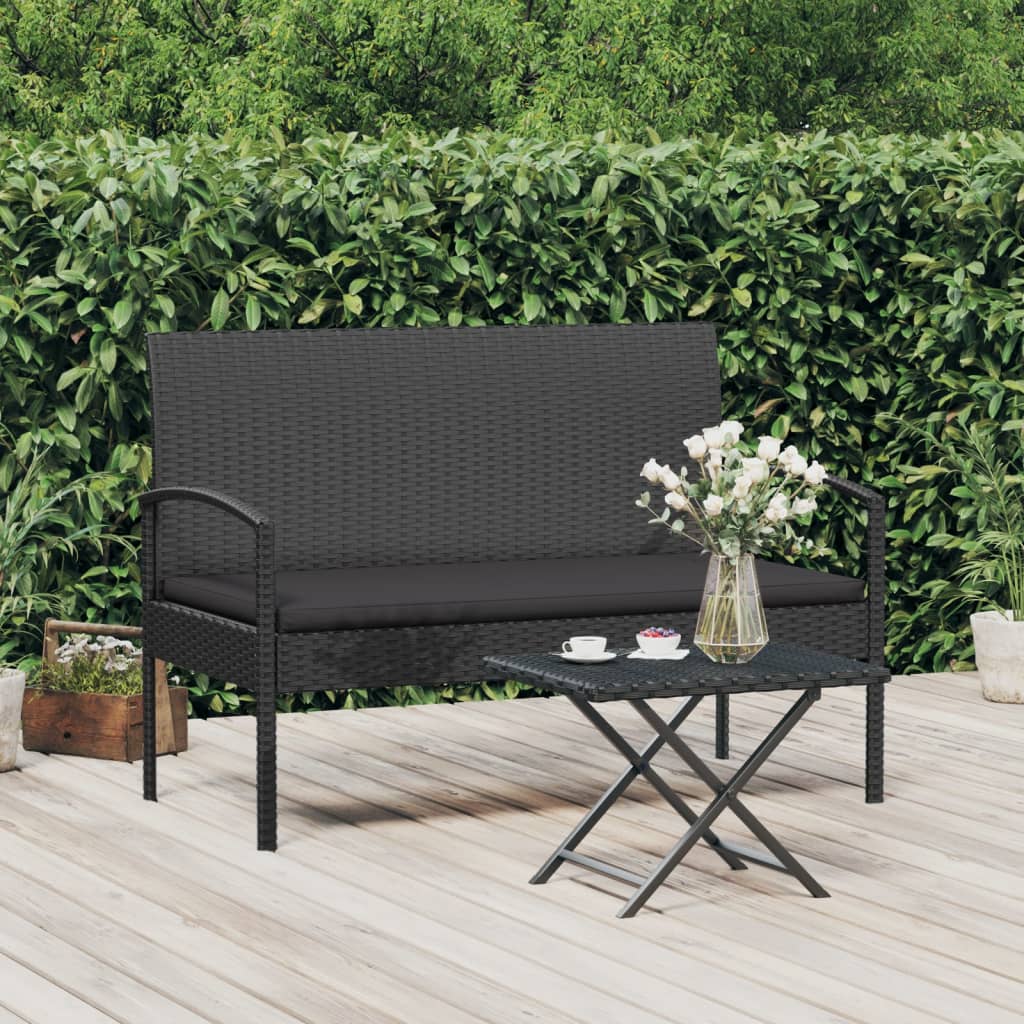 vidaXL Garden bench with cushion 105 cm poly rattan grey