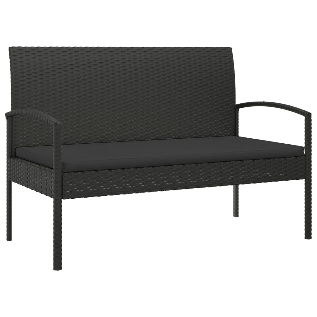 vidaXL Garden bench with cushion 105 cm poly rattan grey
