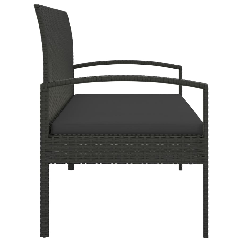 vidaXL Garden bench with cushion 105 cm poly rattan grey