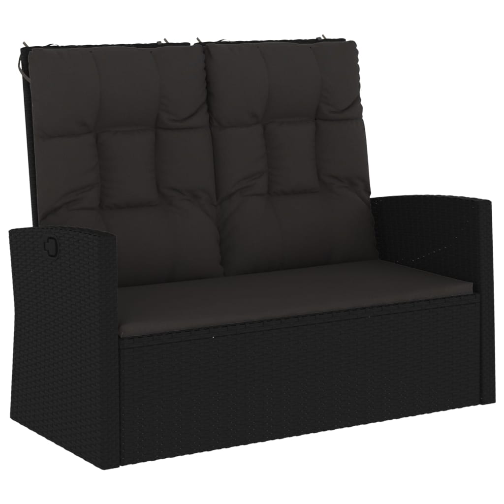 vidaXL Tuinbank verstelbaar met kussens 118 cm poly rattan grijs - Aashly