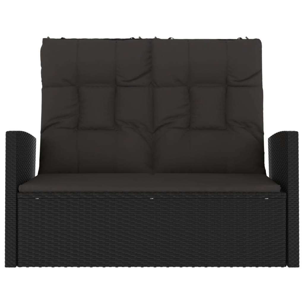 vidaXL Tuinbank verstelbaar met kussens 118 cm poly rattan grijs - Aashly