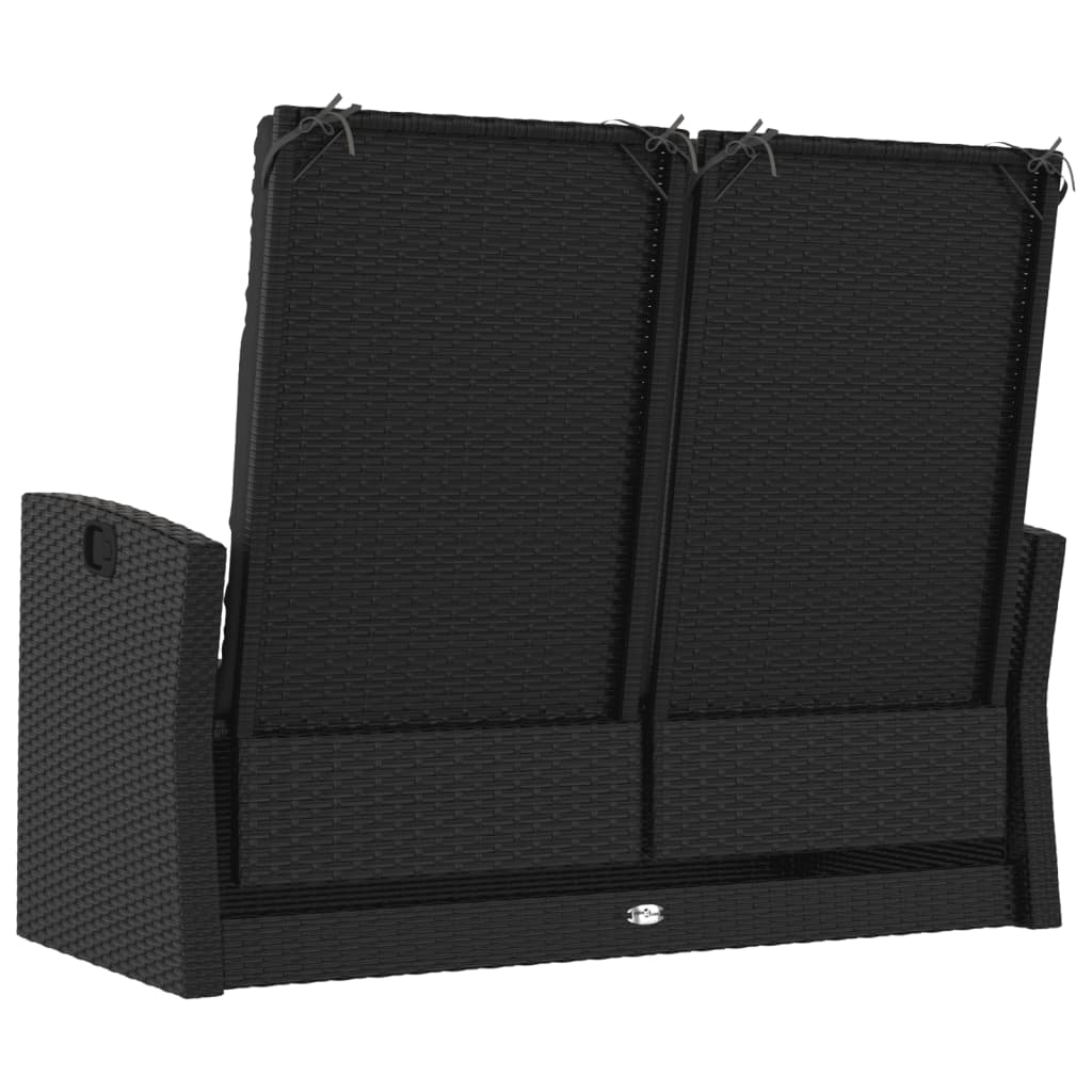 vidaXL Tuinbank verstelbaar met kussens 118 cm poly rattan grijs - Aashly