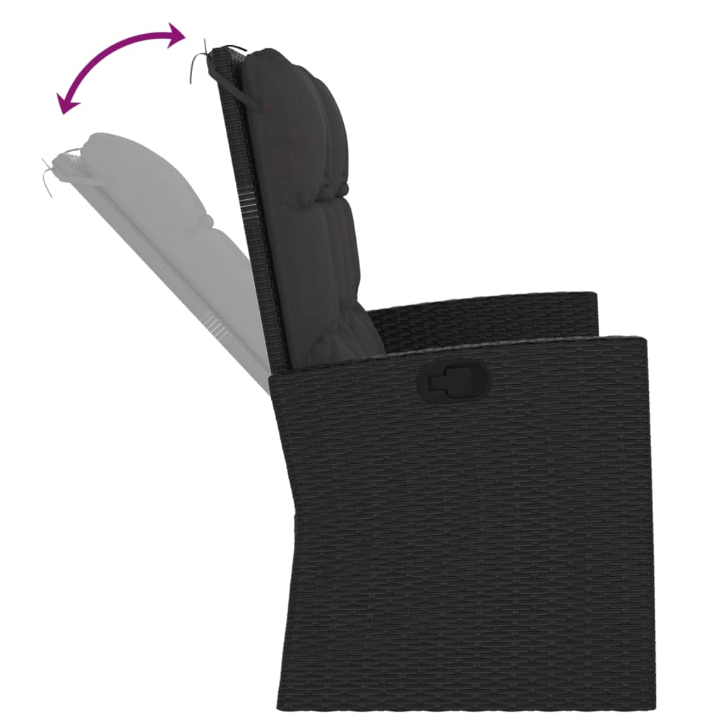 vidaXL Tuinbank verstelbaar met kussens 118 cm poly rattan grijs - Aashly