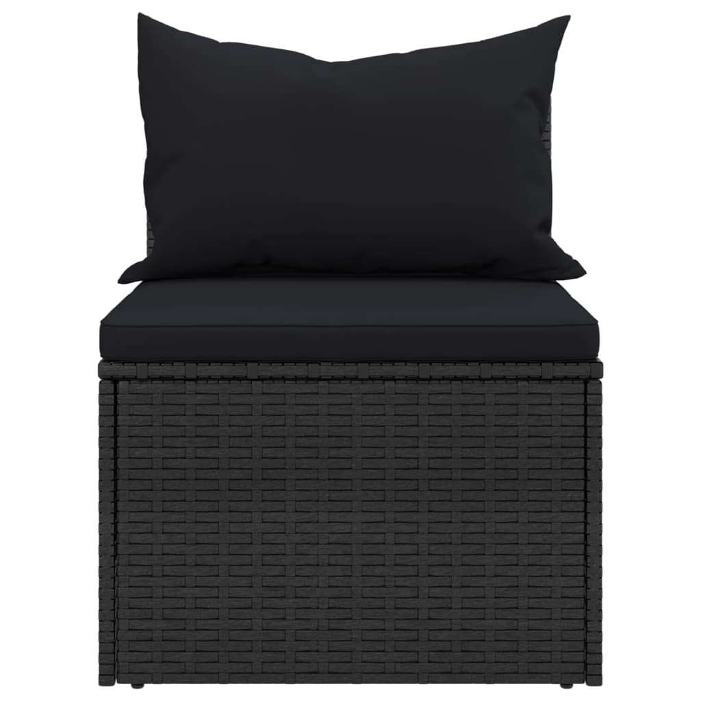 vidaXL Tuinmiddenbanken met kussens 2 st poly rattan zwart - Aashly