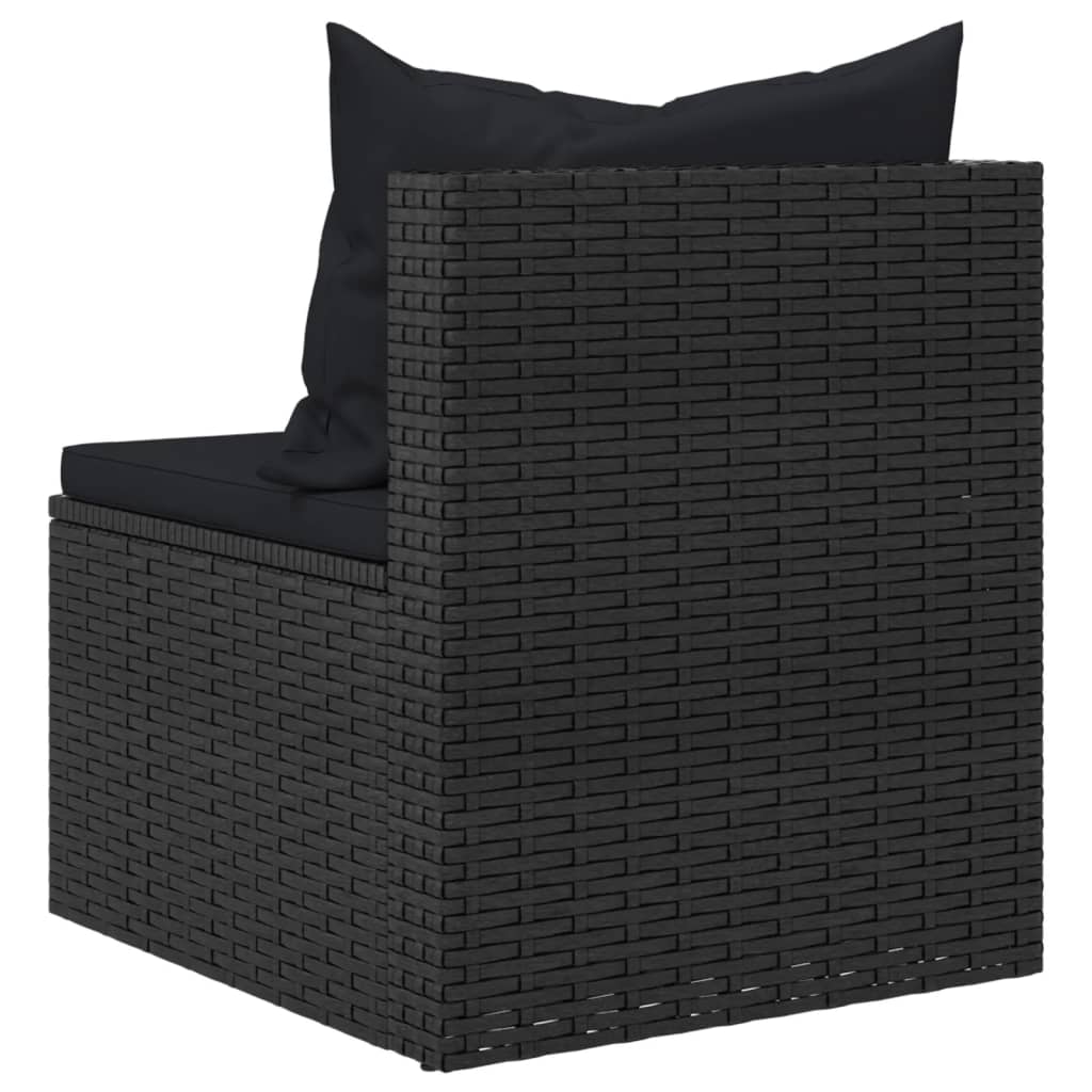 vidaXL Tuinmiddenbanken met kussens 2 st poly rattan zwart - Aashly