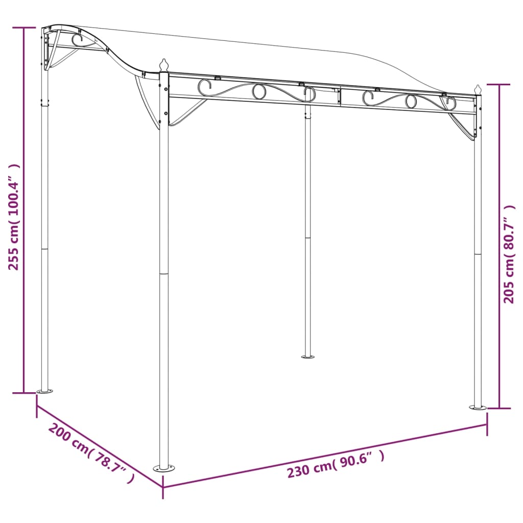 vidaXL Luifel 2x2,3 m 180 g/m² stof en staal crèmekleurig - Aashly