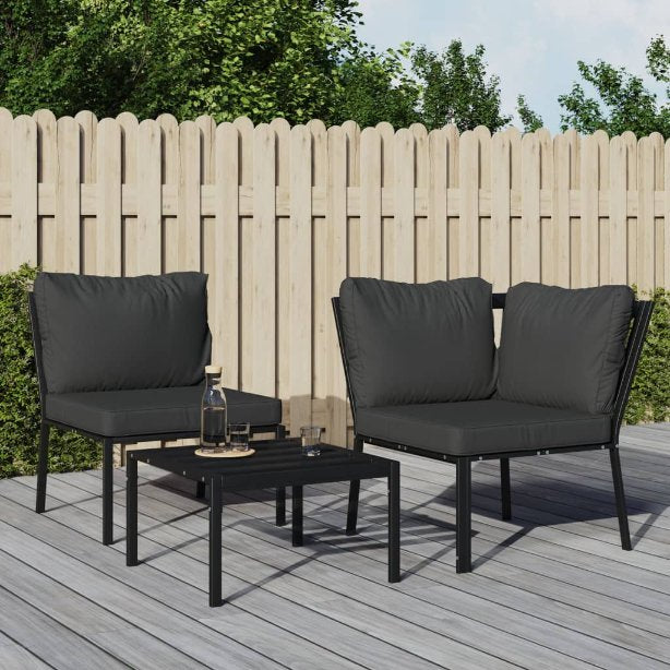 vidaXL Tuinstoel met zandkleurige kussens 76x76x79 cm staal - Aashly