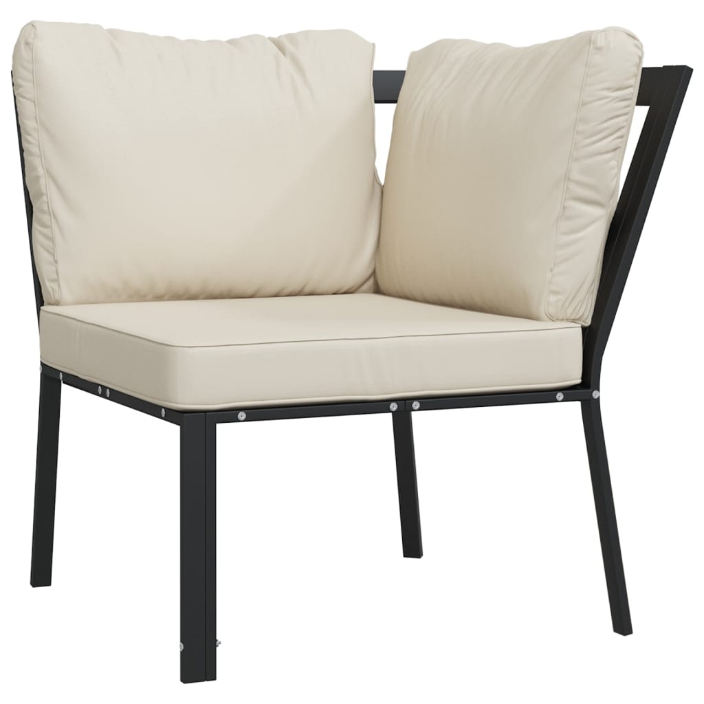 vidaXL Tuinstoel met zandkleurige kussens 76x76x79 cm staal - Aashly